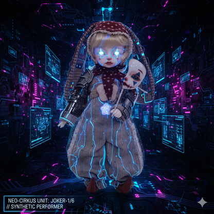 1/6 Scale Gothic Joker BJD: The Cyber-Circus Performer Edition - Handcrafted Articulated Doll with Signature Half-Mask (Halloween Limited)