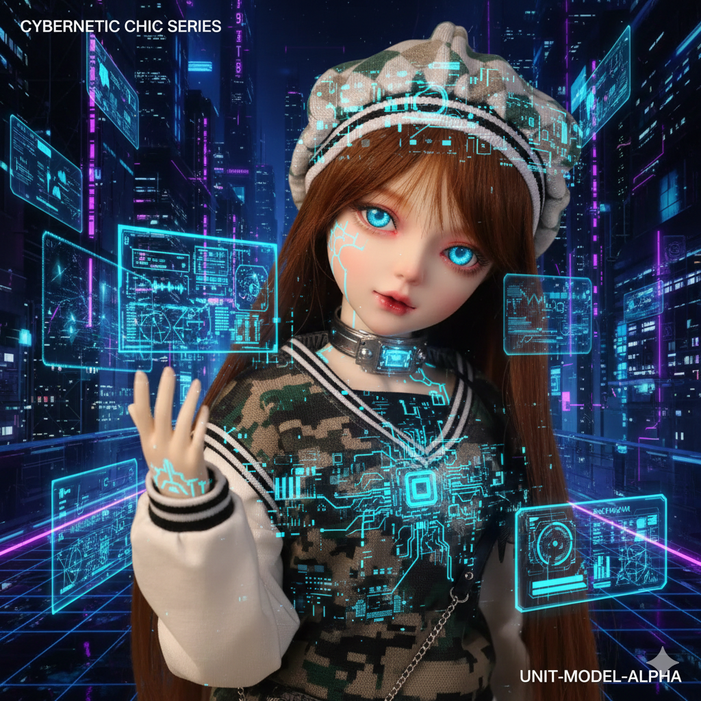 Neo-Chic 1/3 BJD Doll: 24-Inch Articulated Fashion Doll with Custom Makeup & Magic Rotatable Eyes - Perfect Aesthetic Gift for Girls