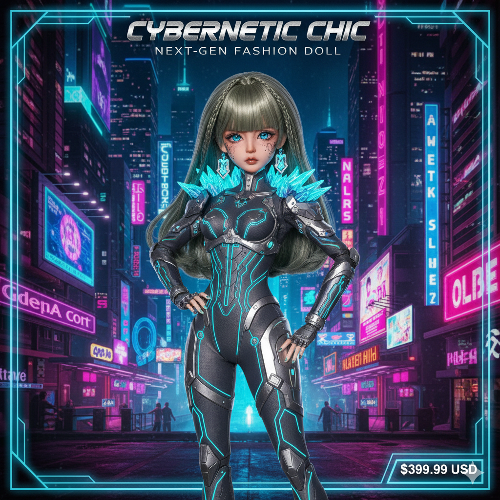 1/4 BJD Doll Sissie Full Set - Shibuya Street Style x Maillard Aesthetic - Premium Sci-Fi Fashion Ball Jointed Doll for Girls