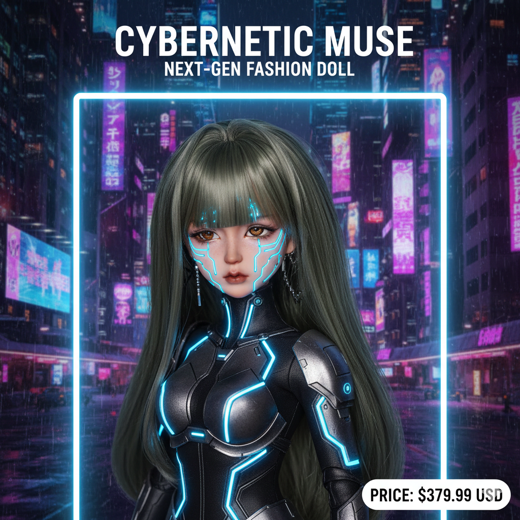 1/4 BJD Doll Sissie Full Set - Shibuya Street Style x Maillard Aesthetic - Premium Sci-Fi Fashion Ball Jointed Doll for Girls